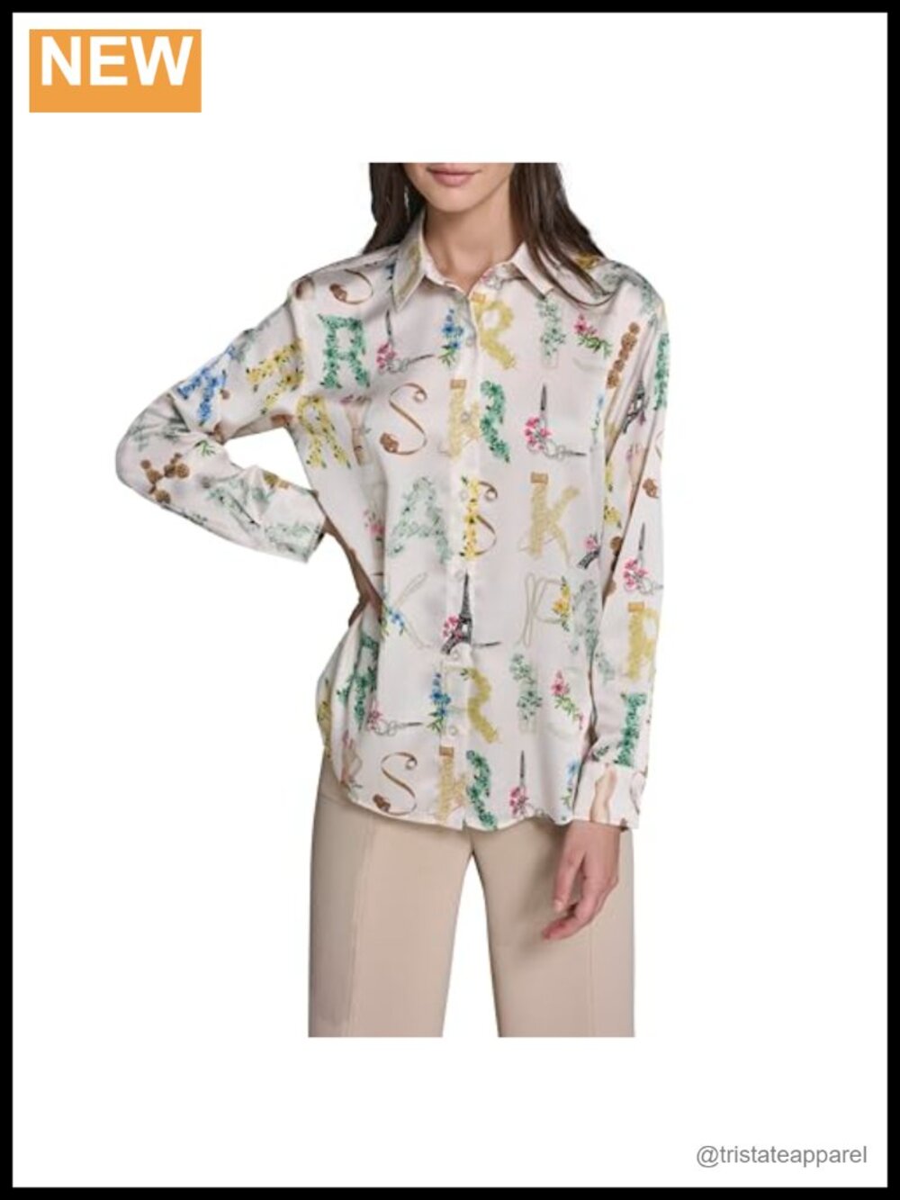 Oversized Button Down Collar Blouse Long Sleeve All Over Print